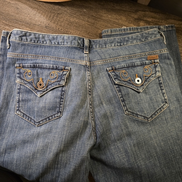 Carhartt Women's Boot Cut Jeans - Blue with Gold Stitching - Picture 3 of 7